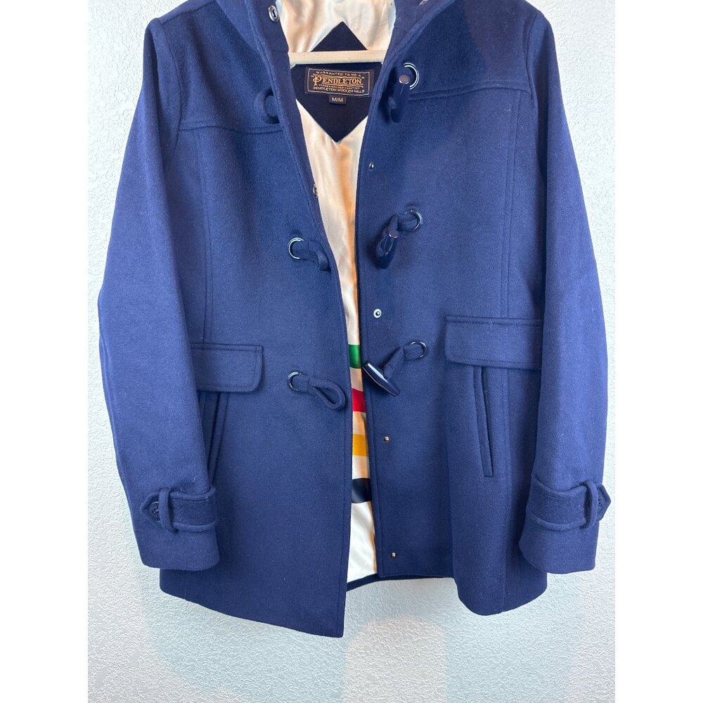 Pendleton Wool Duffle Coat Jacket Navy Hooded Tog… - image 3